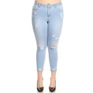 Curvy Distressed Light Denim