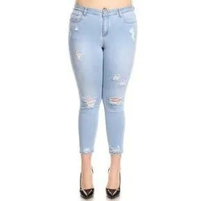 Curvy Distressed Light Denim
