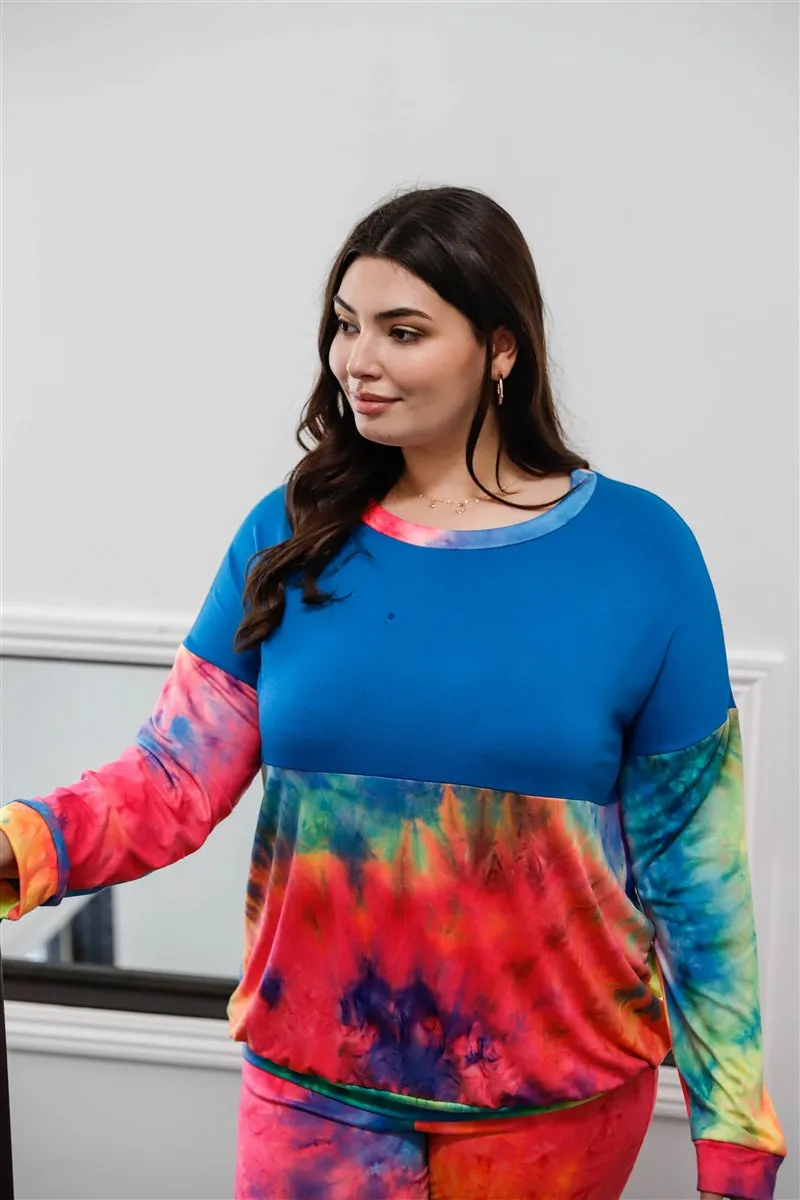 Curvy Rainbow Tie-dye Biker Matching Set