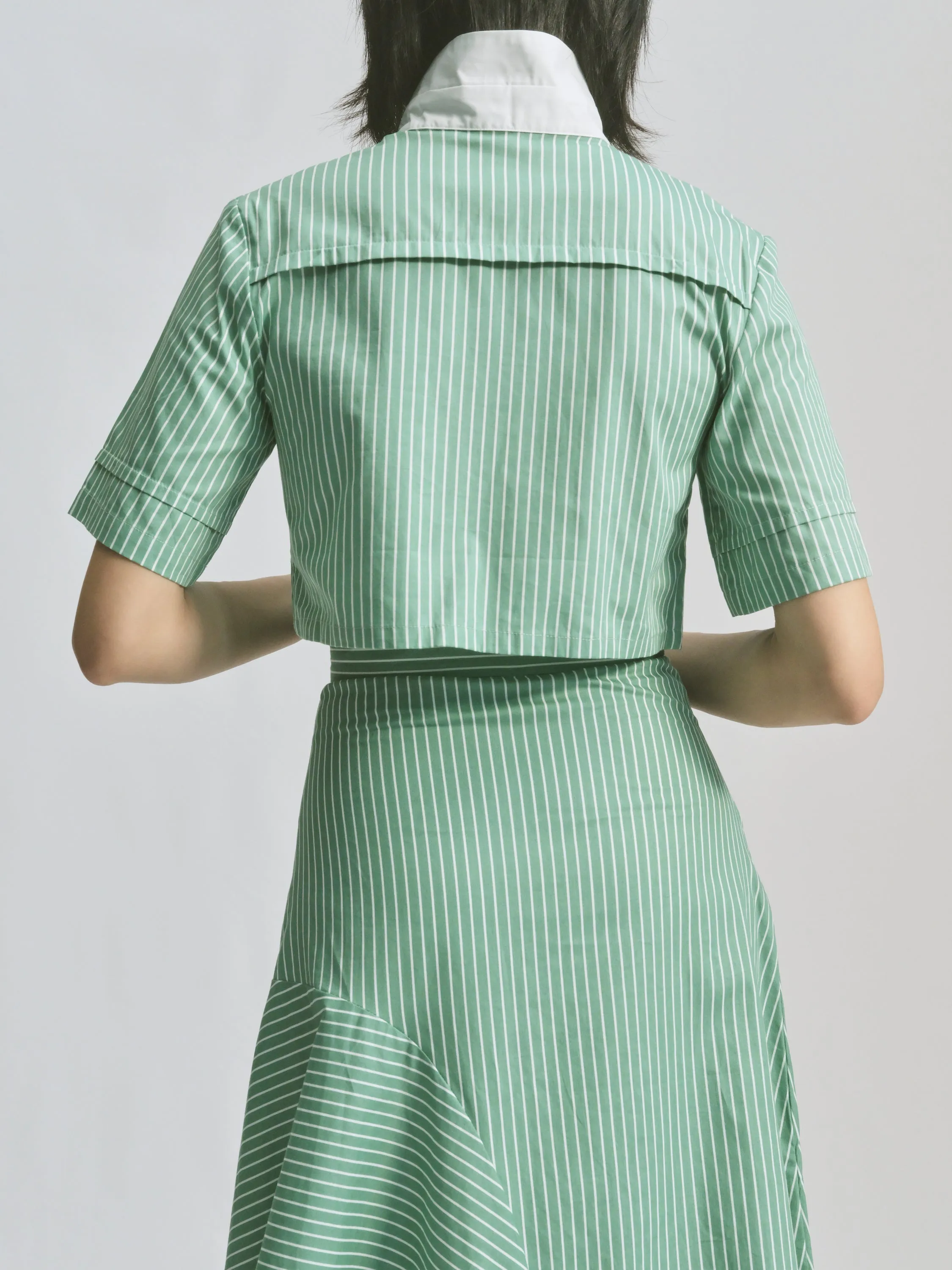 Cutaway Collar Stripe Crop Top