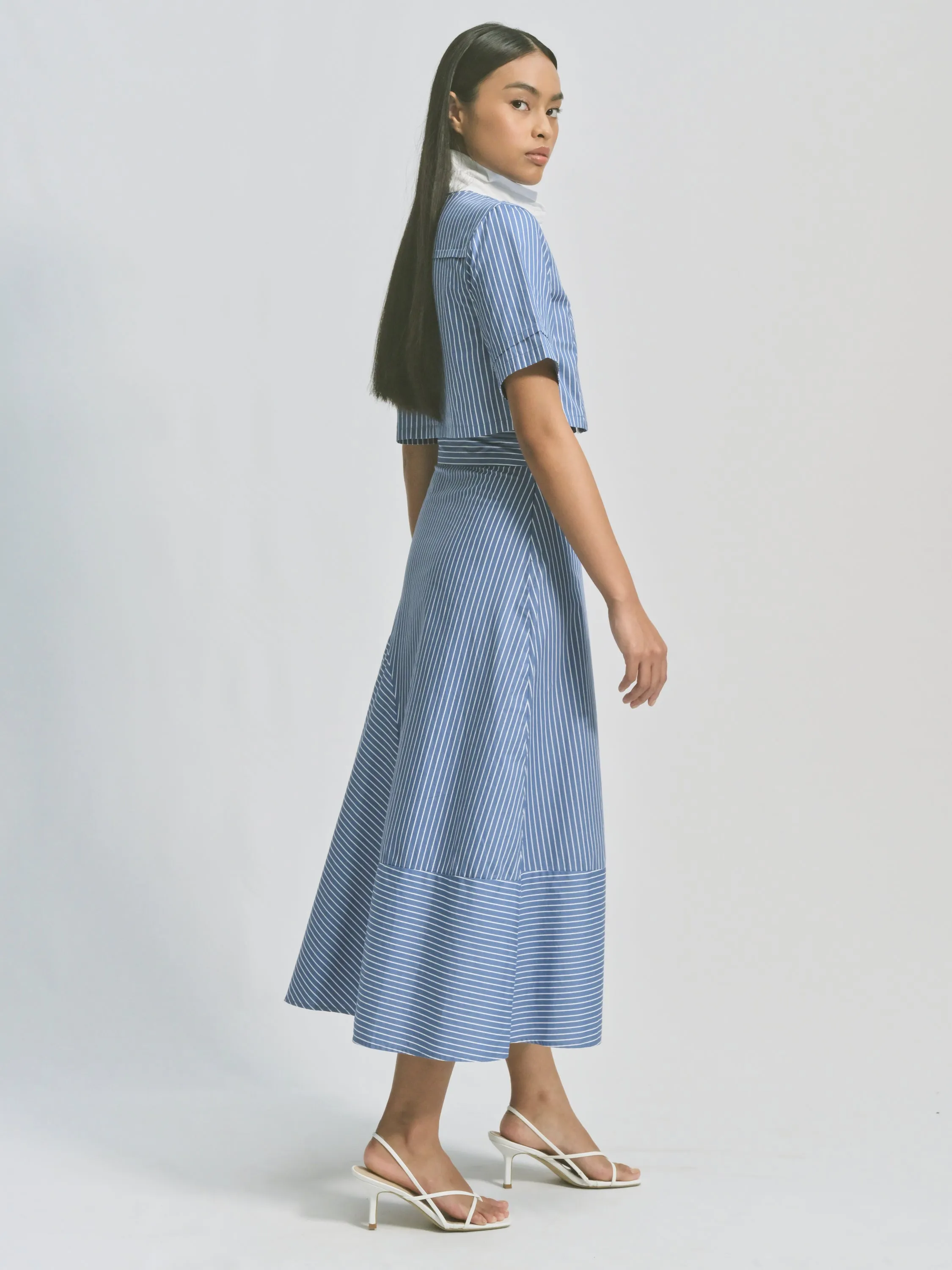 Cutaway Collar Stripe Crop Top