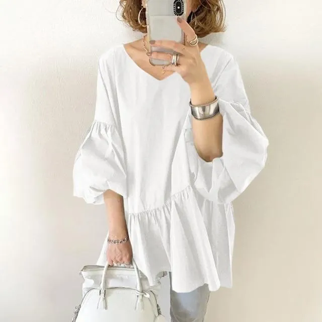 Daisy Puff Sleeve Ruffled Top