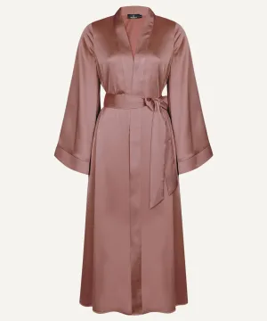 Deep Terracotta A-Line Satin Kimono