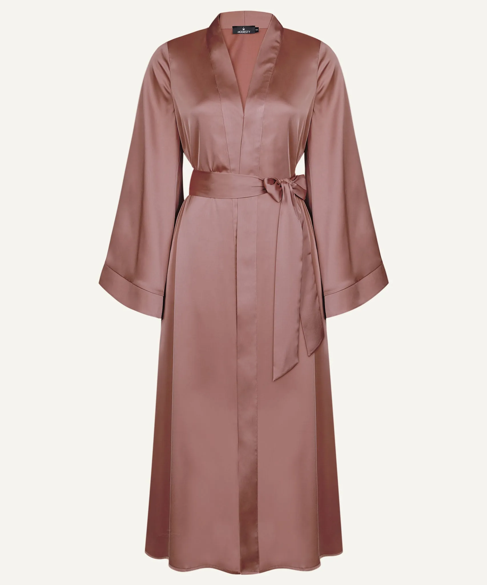 Deep Terracotta A-Line Satin Kimono
