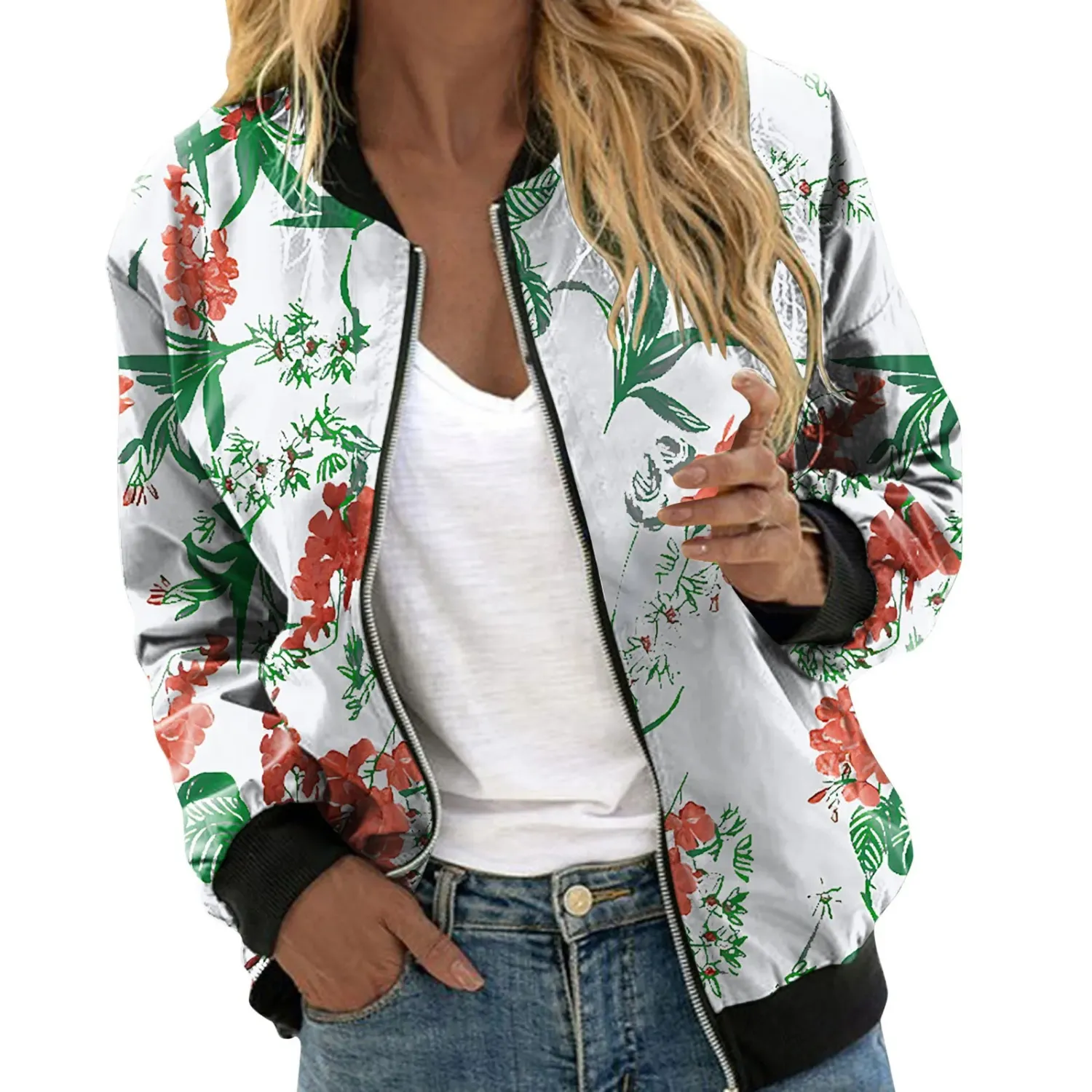 Delani - stylish floral print bomber jacket