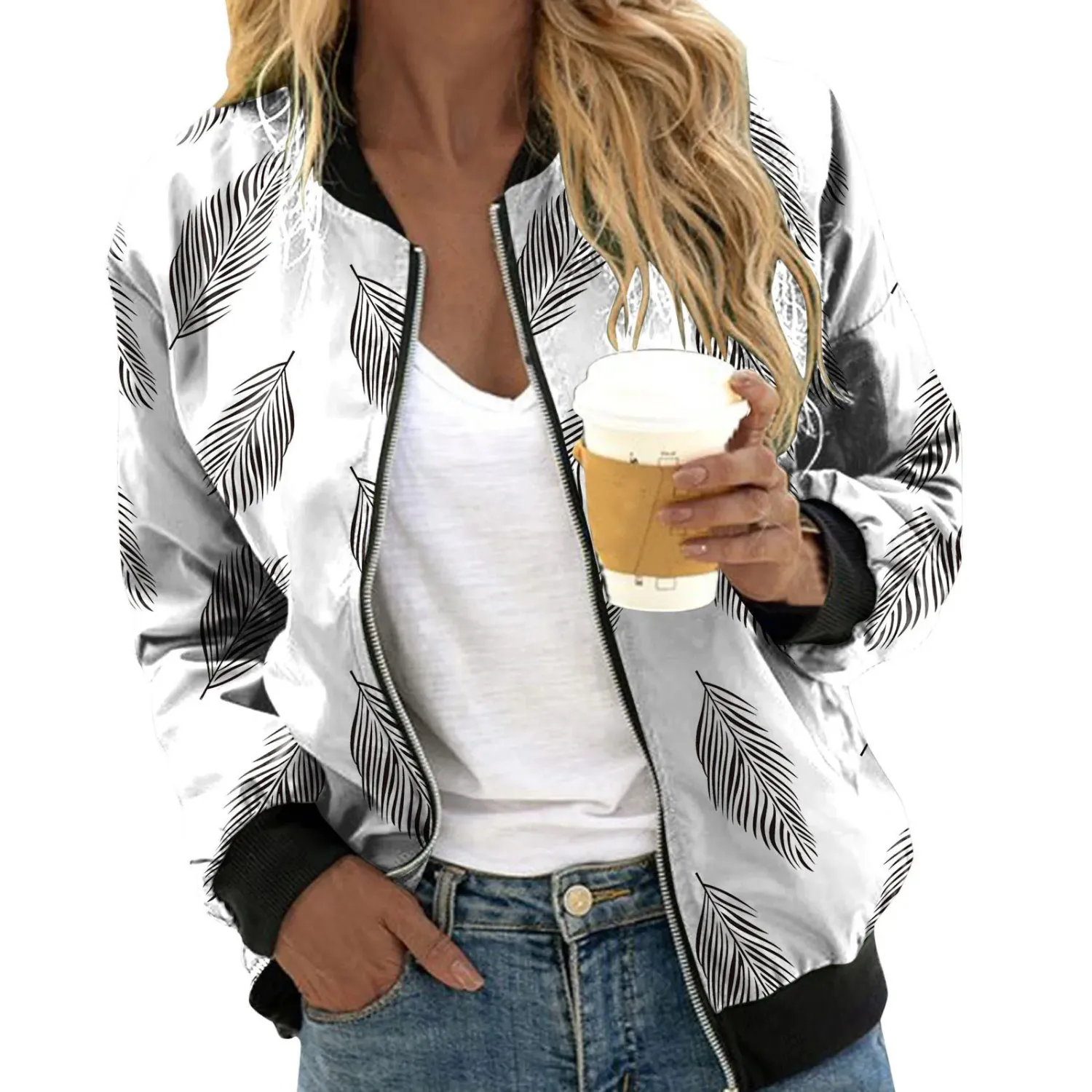Delani - stylish floral print bomber jacket
