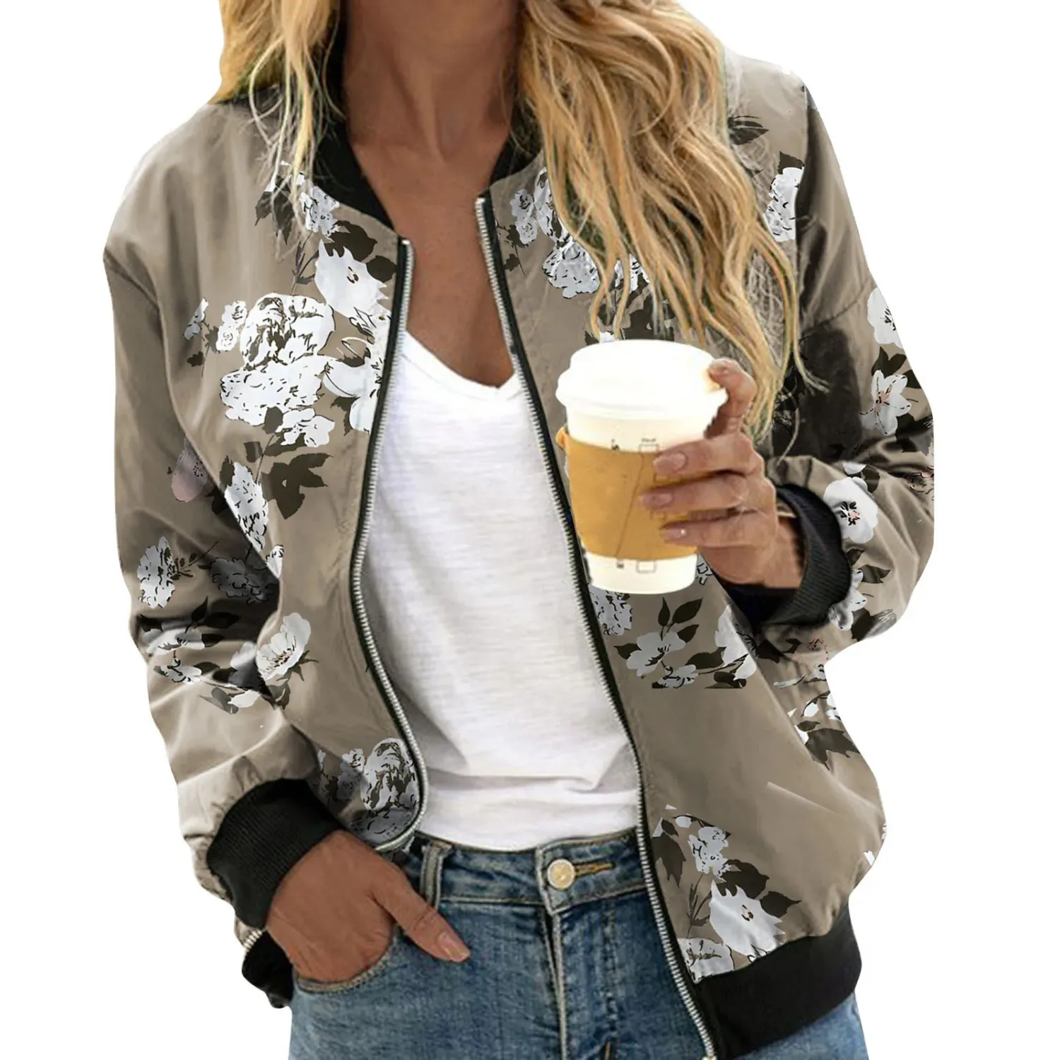 Delani - stylish floral print bomber jacket