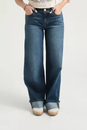 Denim 1822 Slim wide leg w/ cuff-Oaklee