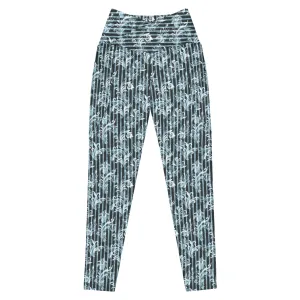 Denim Fleurs Crossover leggings with pockets