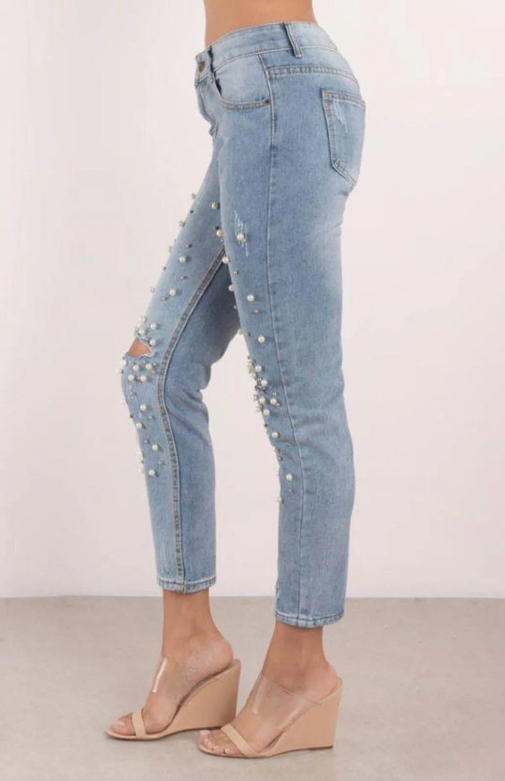 Denim Pearl & Stud Jeans