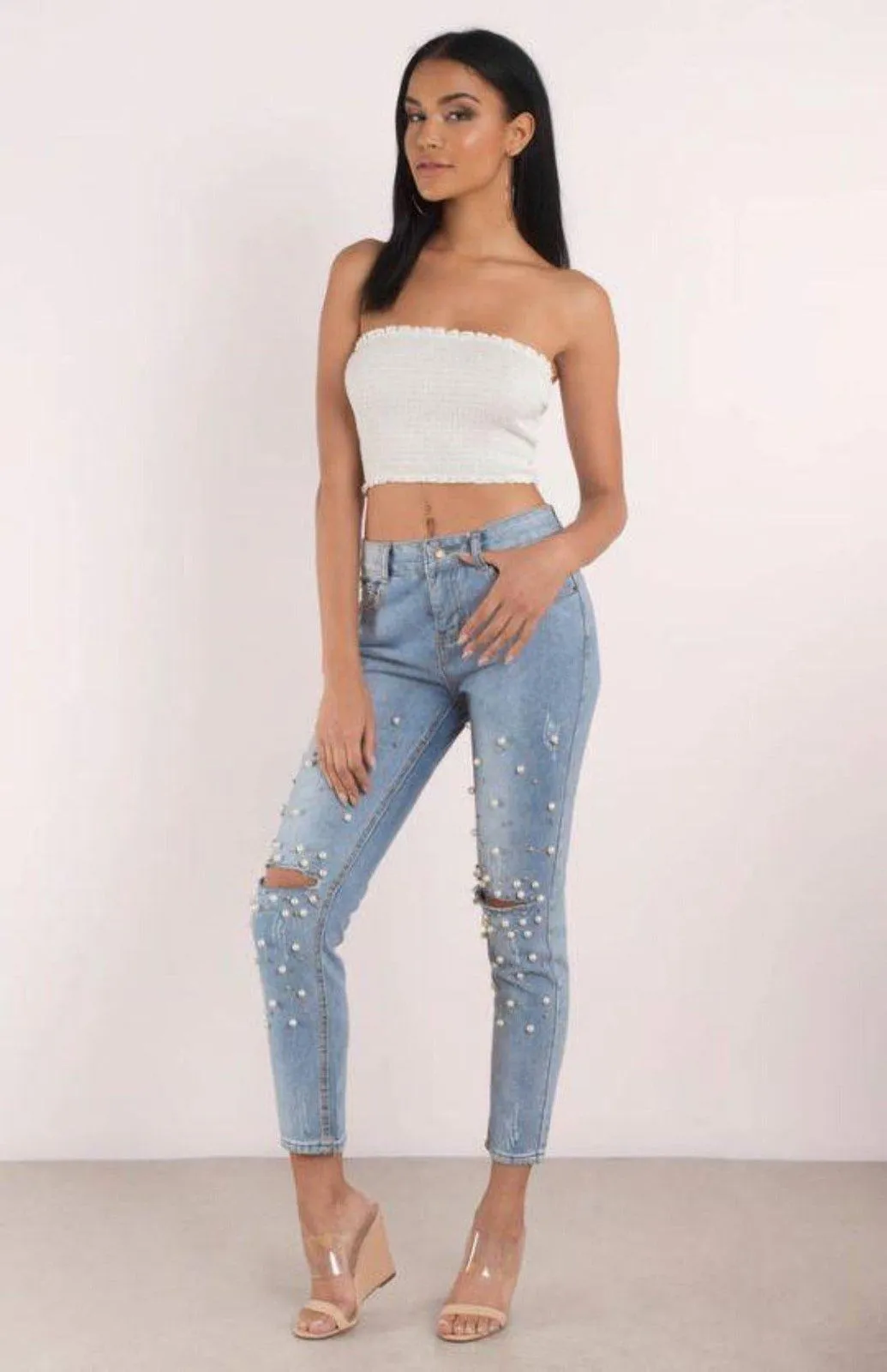 Denim Pearl & Stud Jeans
