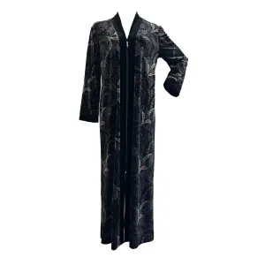 Diamond Tea Printed Stretch Velvet Zip Up Robe