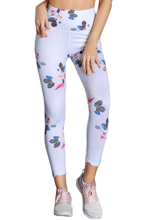 Discrete Print High Waist Sport Leggings in White
