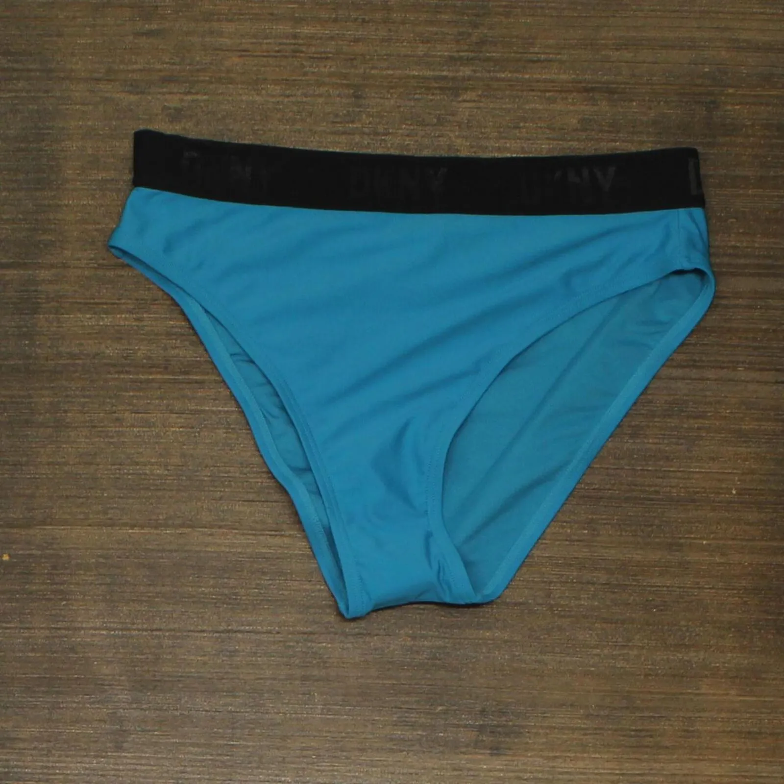 DKNY Women's High-Waist Logo Bikini Bottoms DI2BQ353 Blue S