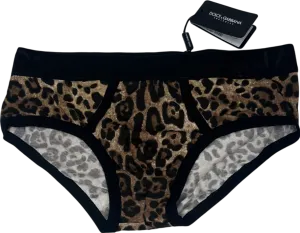 Dolce & Gabbana Leopard print logo waistband Stretch Jersey Brando Briefs W36