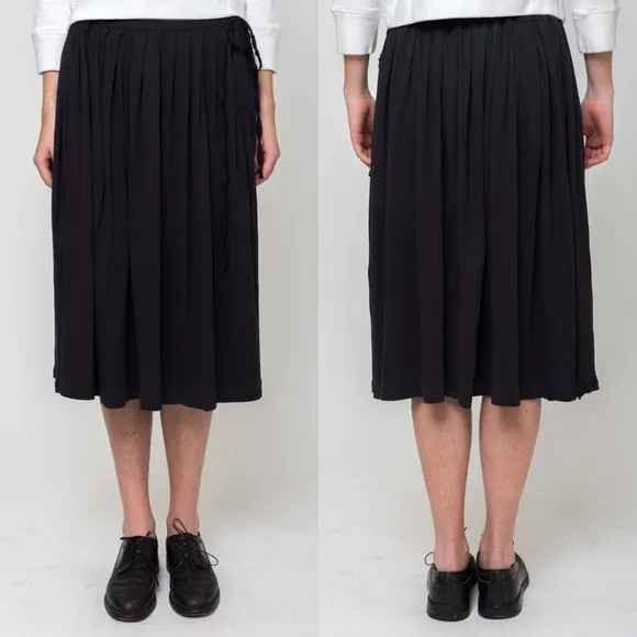 Domi Sleepwear Pleated and Gathered Skirt Squid Black Size Small