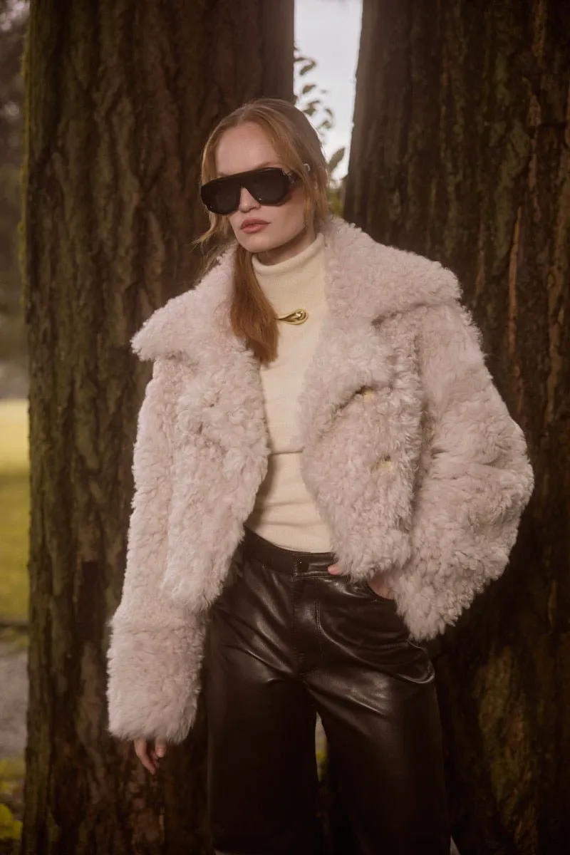Donella Women’s Shearling Jacket - Beige