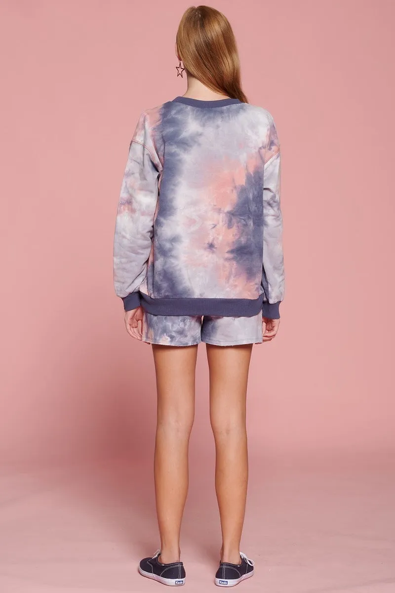 Drawstring Tie-dye Jersey Shorts