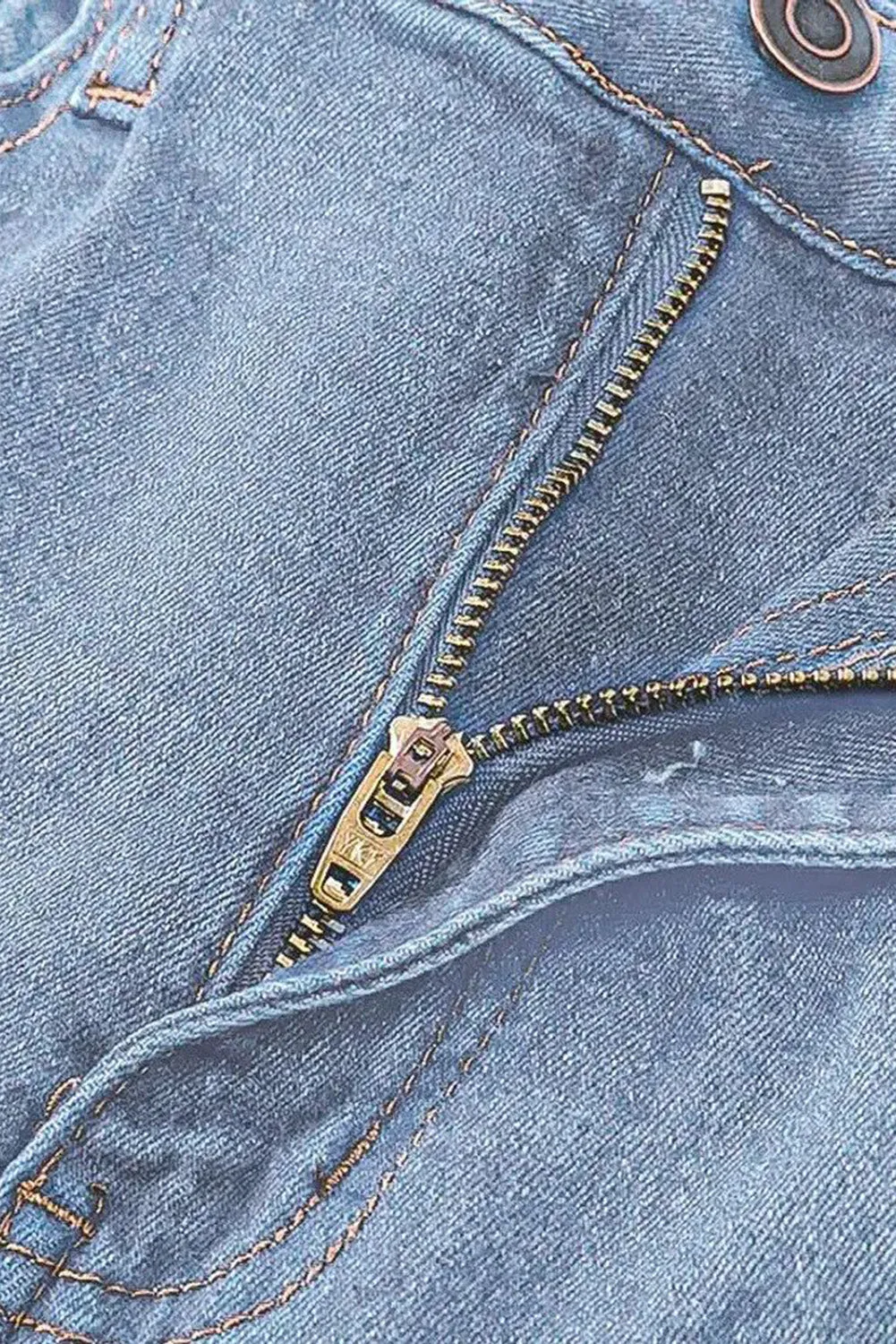 Dusk Blue Vintage Light Wash Ripped Raw Edge Flare Jeans