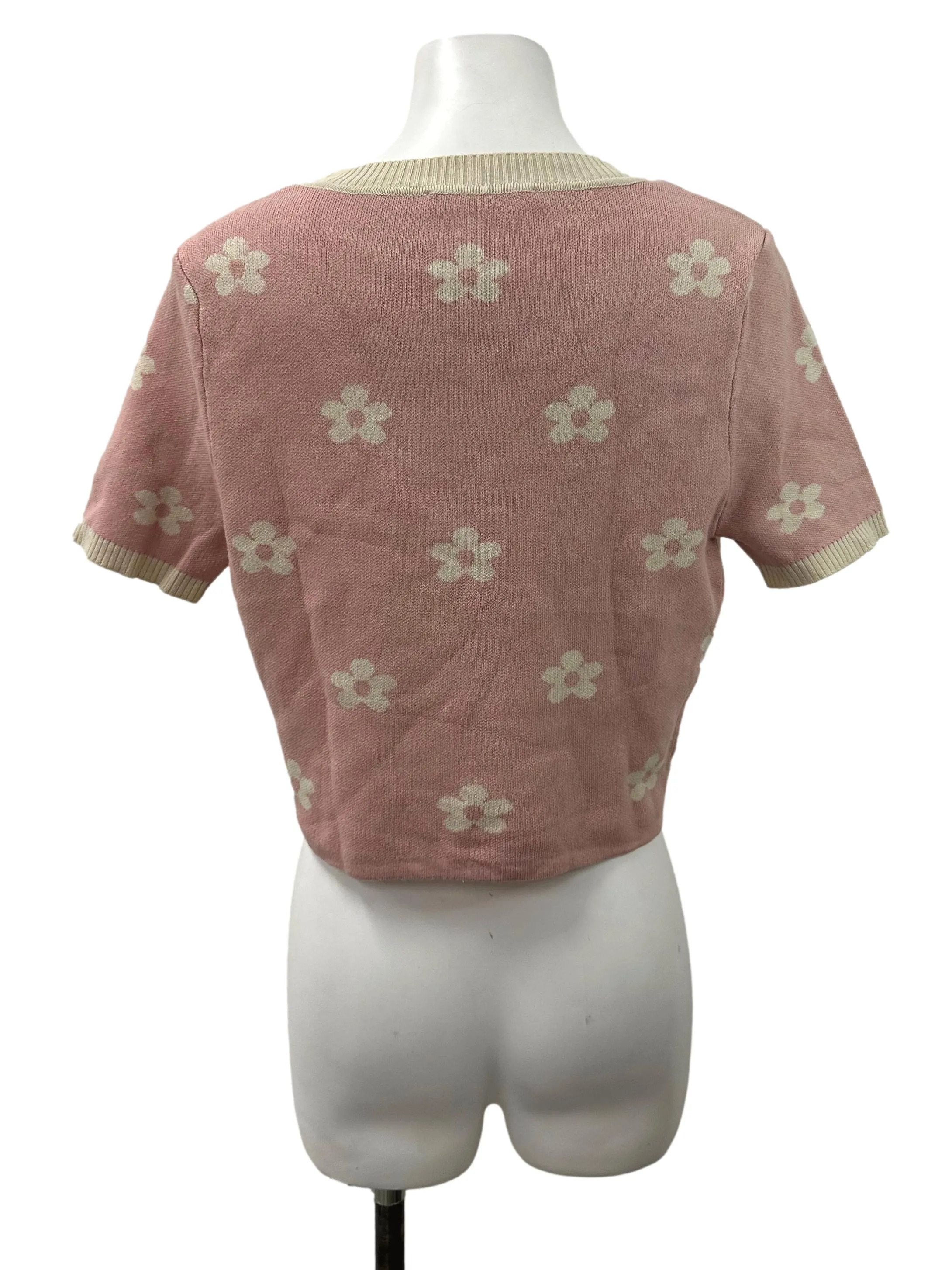 Dusty Pink Floral Ribbed Top TCL