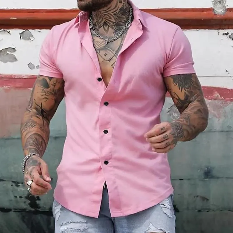 Dynamic Short-Sleeve Fitness Shirt with Solid Collar for Men