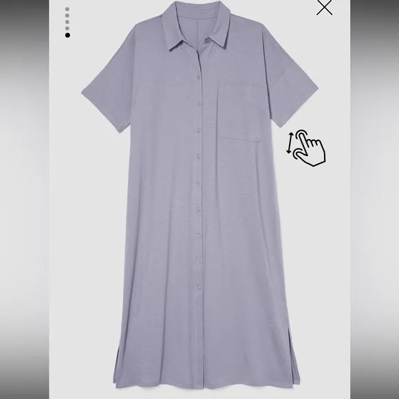 Eileen Fisher Slubby Organic Cotton Classic Collar Sleep Dress, Pink, Sz XS