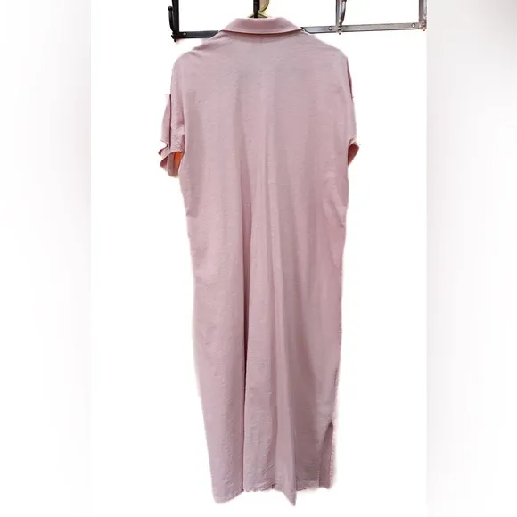 Eileen Fisher Slubby Organic Cotton Classic Collar Sleep Dress, Pink, Sz XS