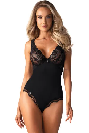 Elegant Black Scalloped Lace Teddy