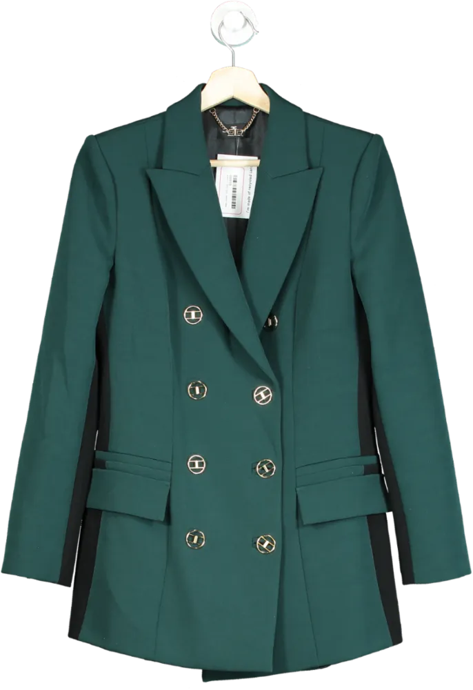 Elisabetta Franchi Green Double-Breasted Blazer UK 10