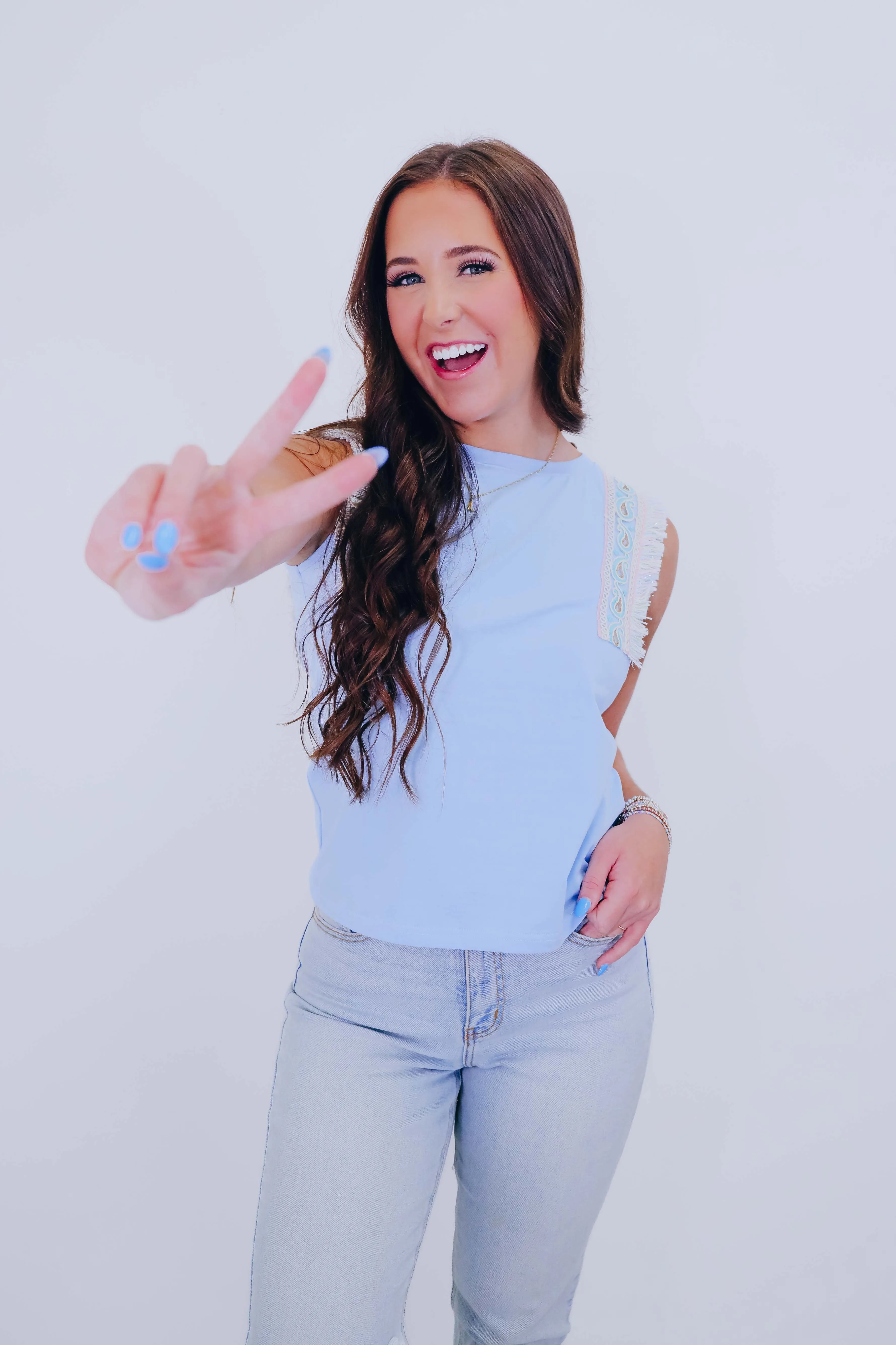 Elise Embroidered Trim Top - 5 Colors