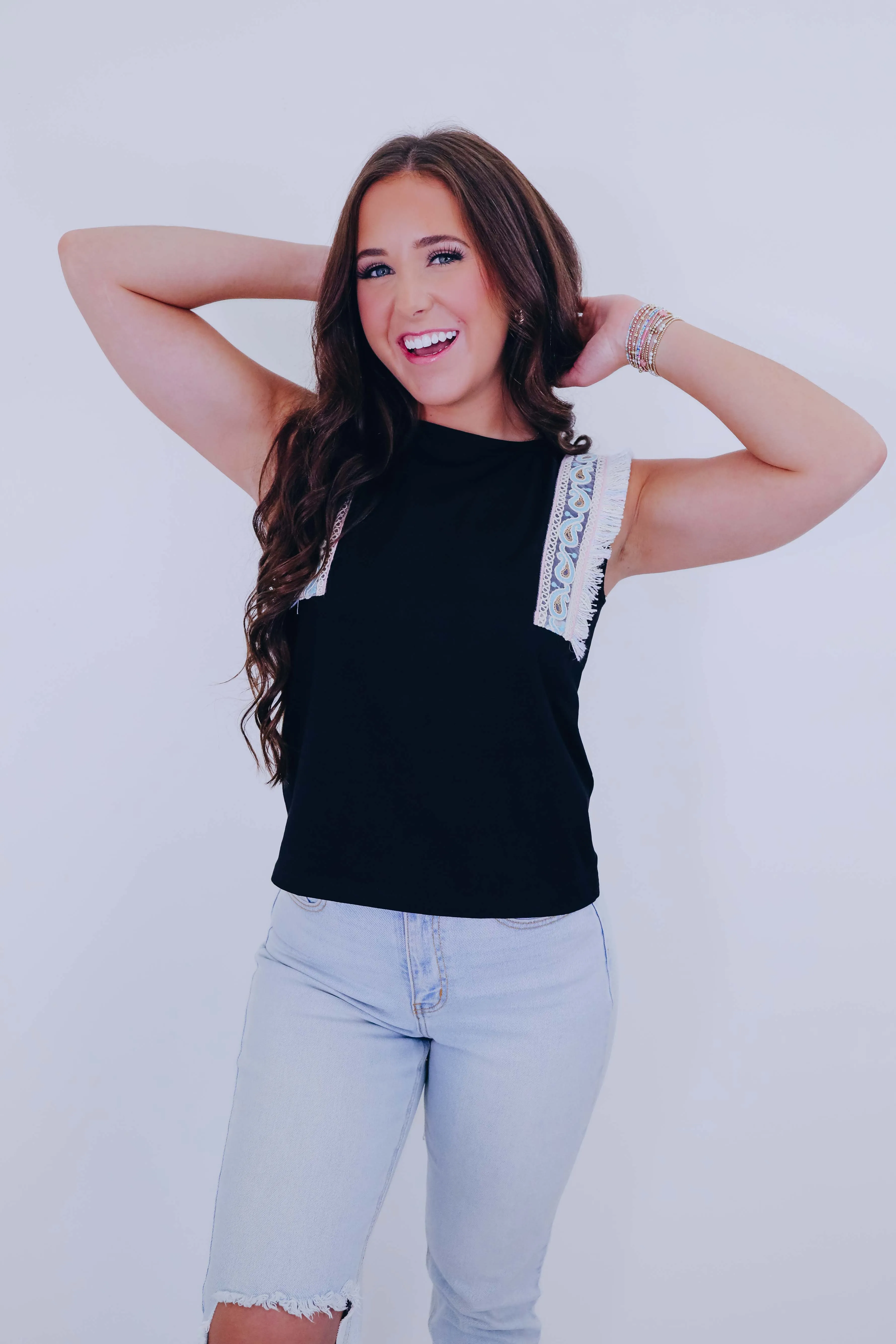 Elise Embroidered Trim Top - 5 Colors