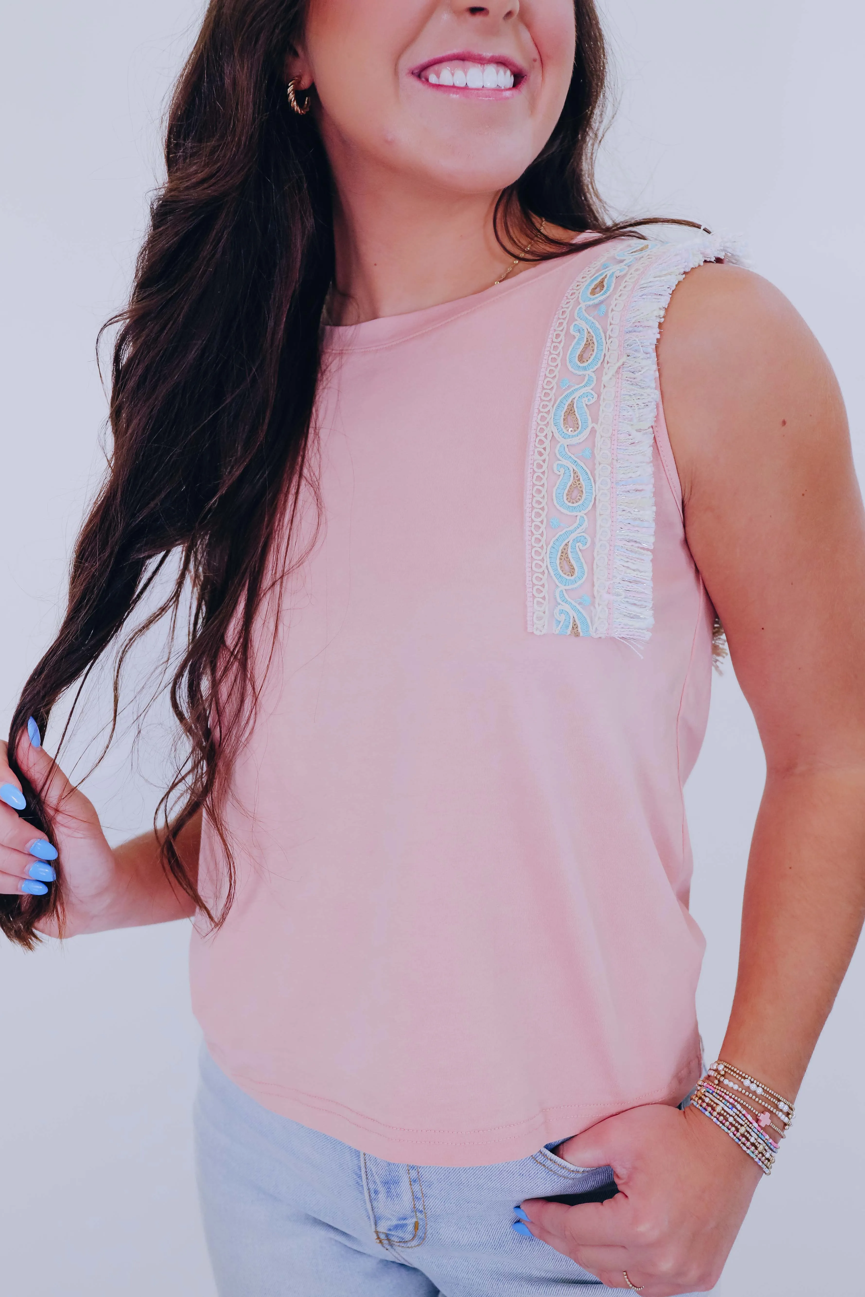 Elise Embroidered Trim Top - 5 Colors