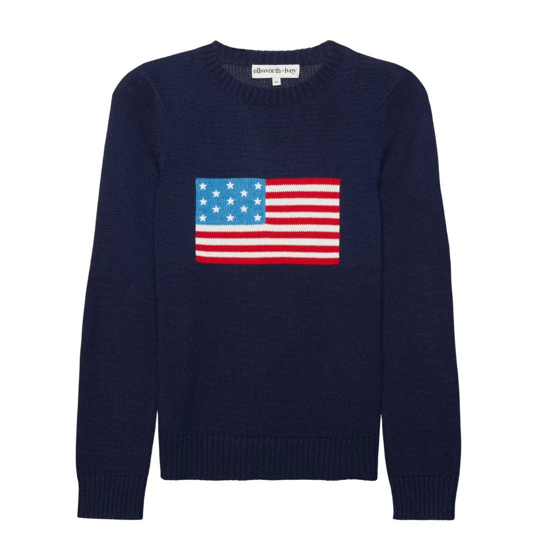 Ellsworth Ivey Women's American Flag Crewneck Sweater
