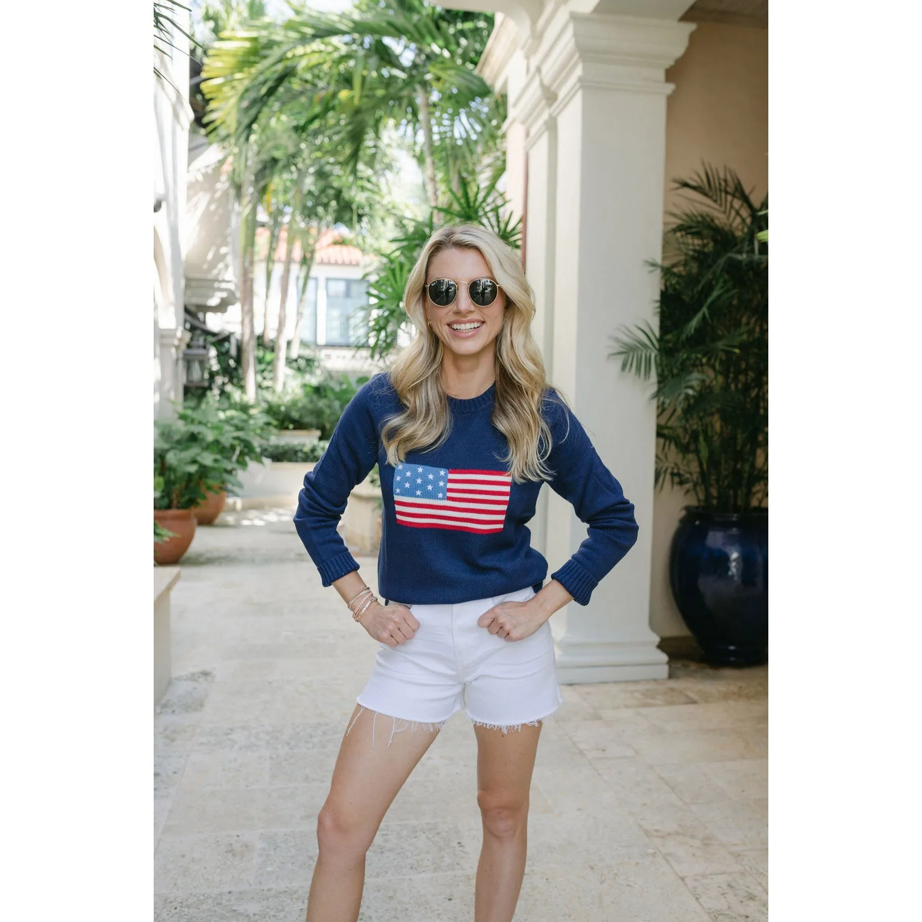 Ellsworth Ivey Women's American Flag Crewneck Sweater