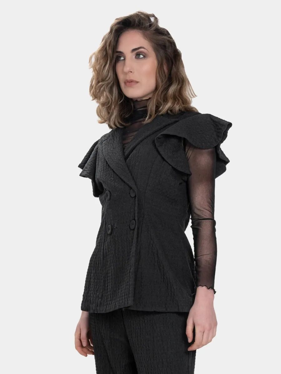 Embossed Ruffle Vest