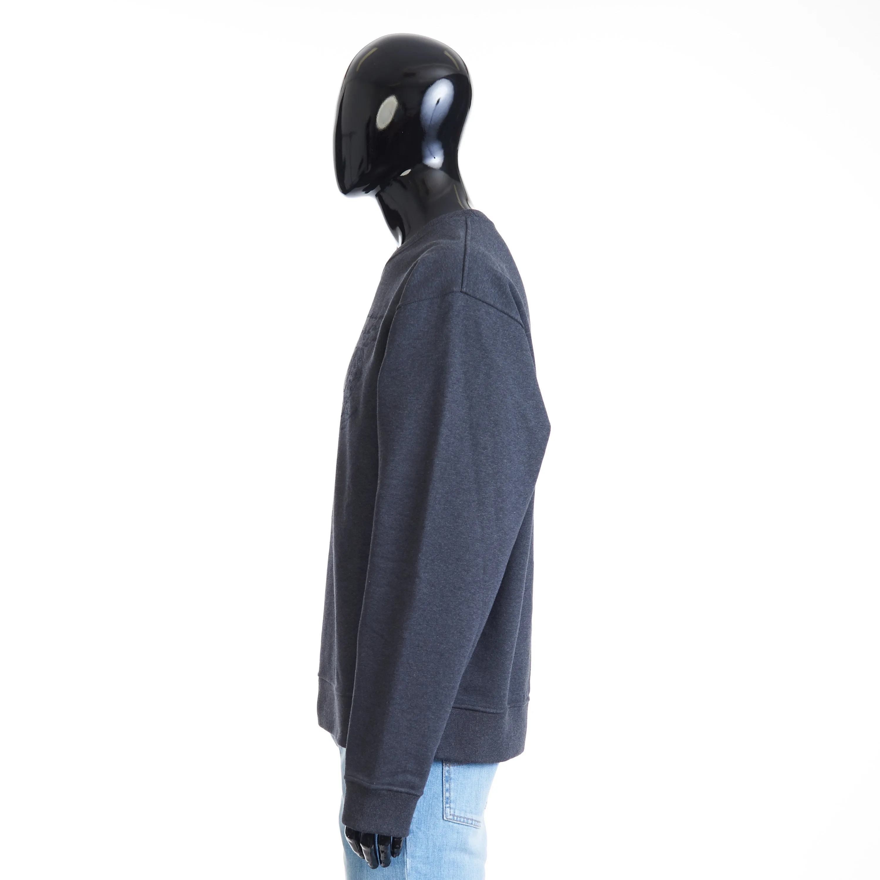 Embroidered Scritto Sweatshirt - Dark Grey Melange, Fleece Cotton