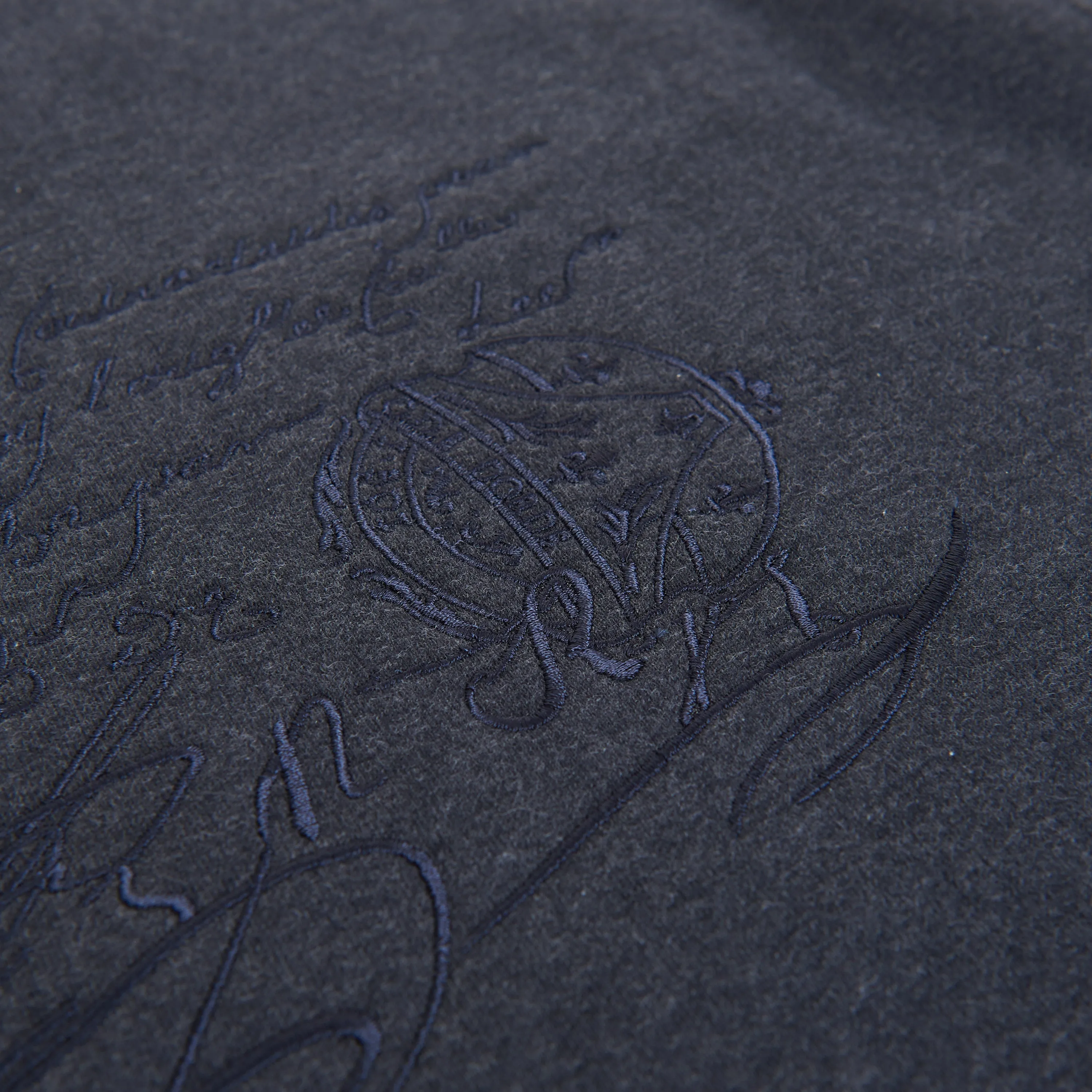 Embroidered Scritto Sweatshirt - Dark Grey Melange, Fleece Cotton