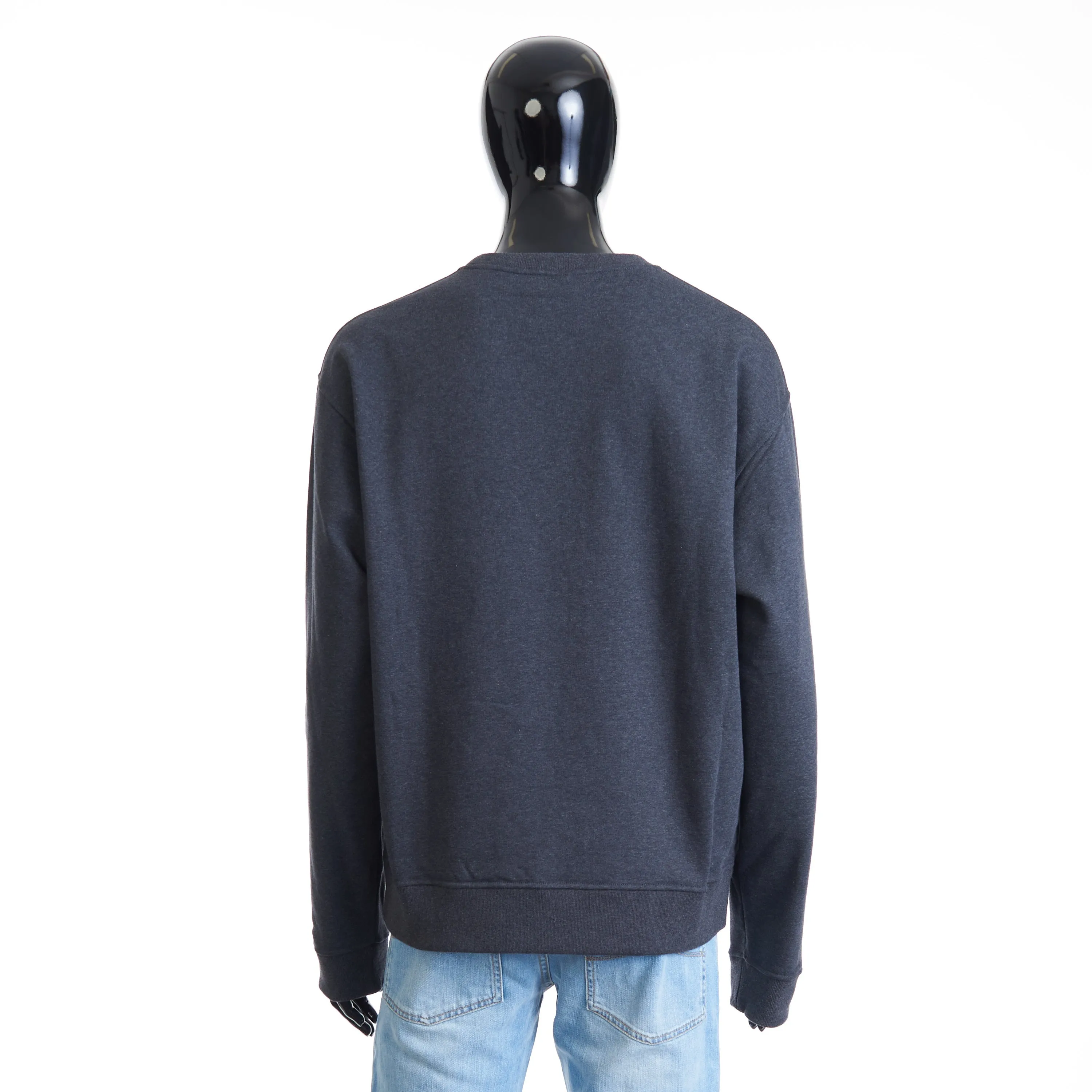Embroidered Scritto Sweatshirt - Dark Grey Melange, Fleece Cotton