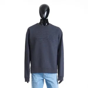Embroidered Scritto Sweatshirt - Dark Grey Melange, Fleece Cotton