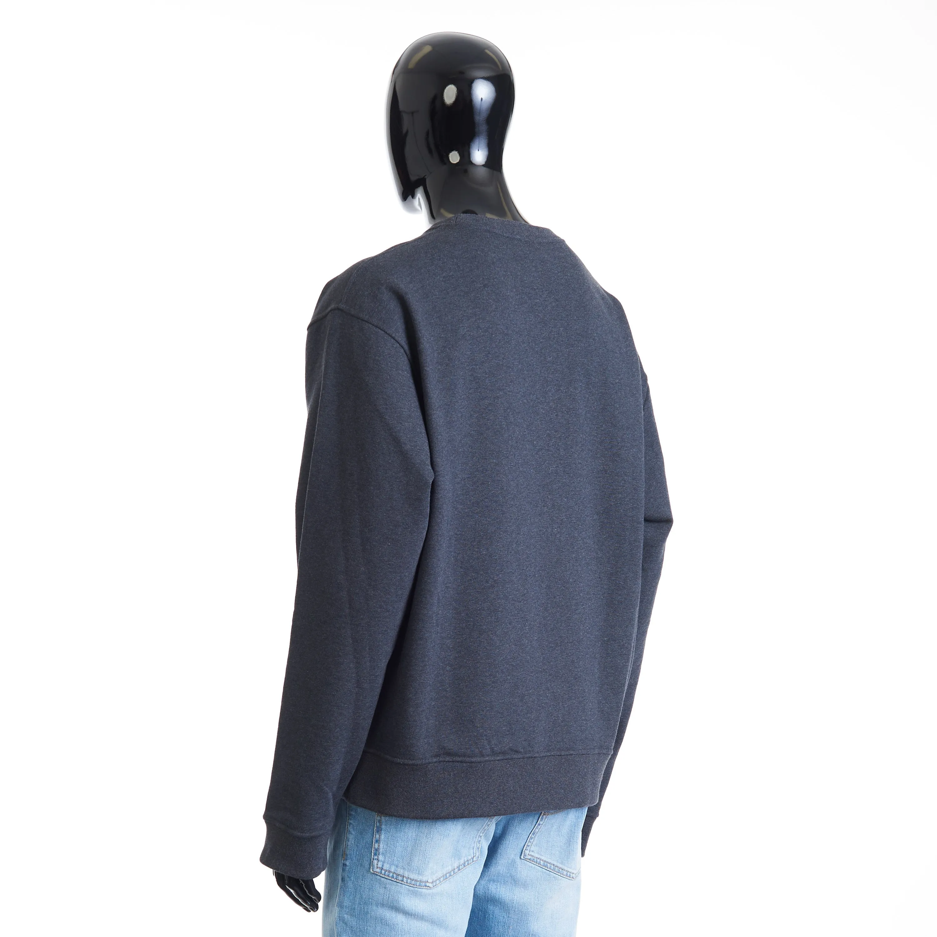 Embroidered Scritto Sweatshirt - Dark Grey Melange, Fleece Cotton
