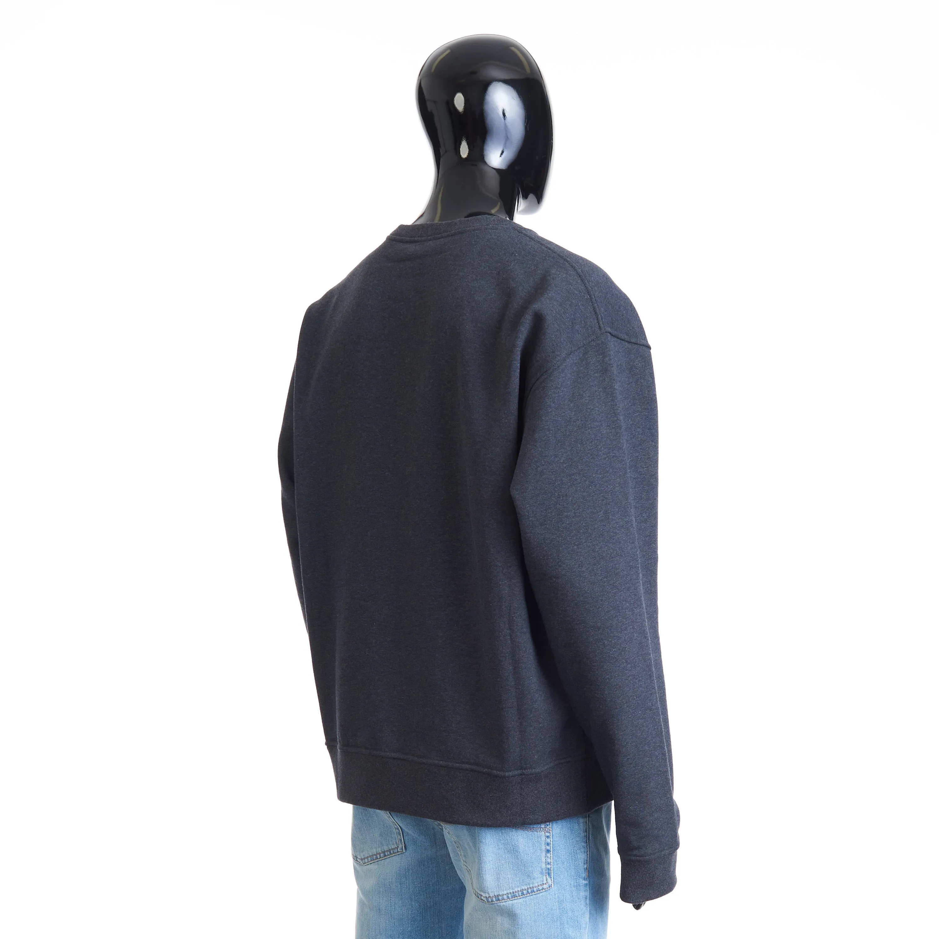 Embroidered Scritto Sweatshirt - Dark Grey Melange, Fleece Cotton