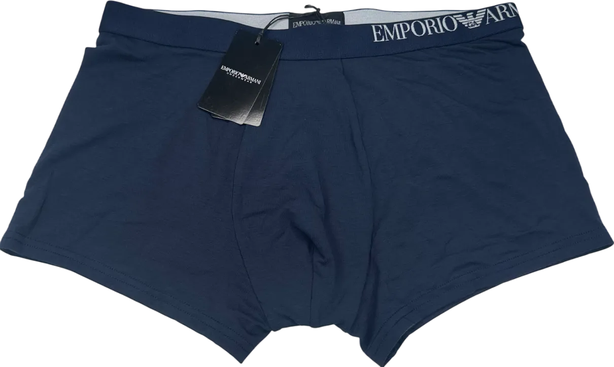 Emporio Armani Blue Asv Soft-touch Eco Viscose Boxer Briefs UK L