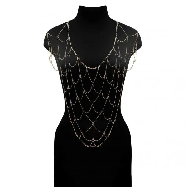 Erotic Chain Net Top - Gold - One Size