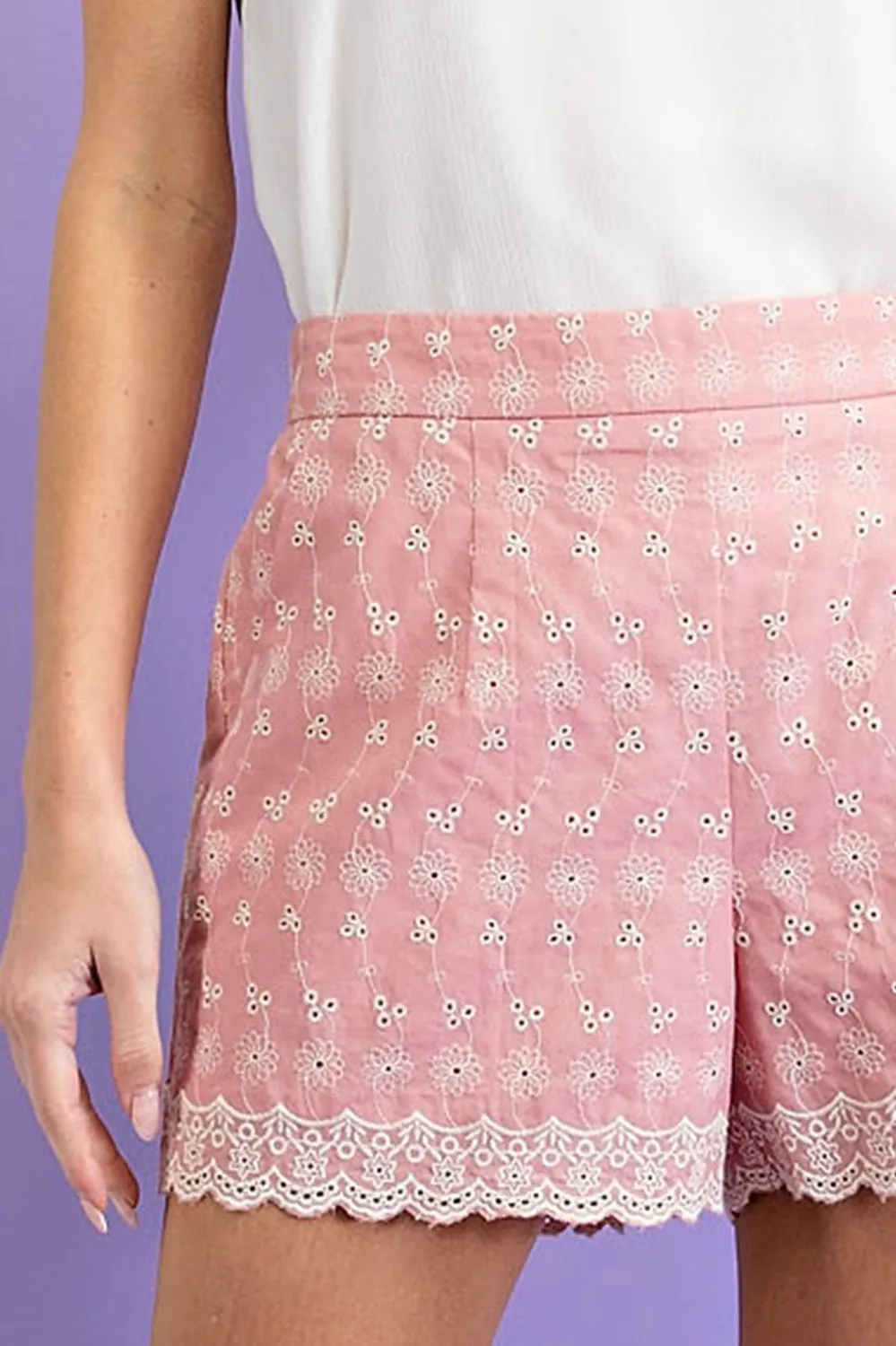 Eyelet High Waisted Shorts