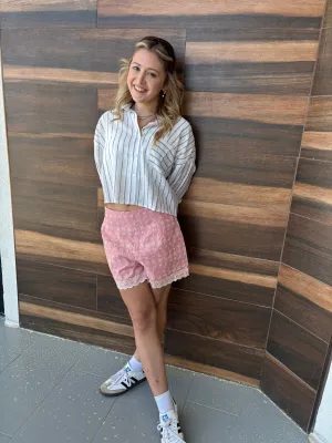 Eyelet High Waisted Shorts