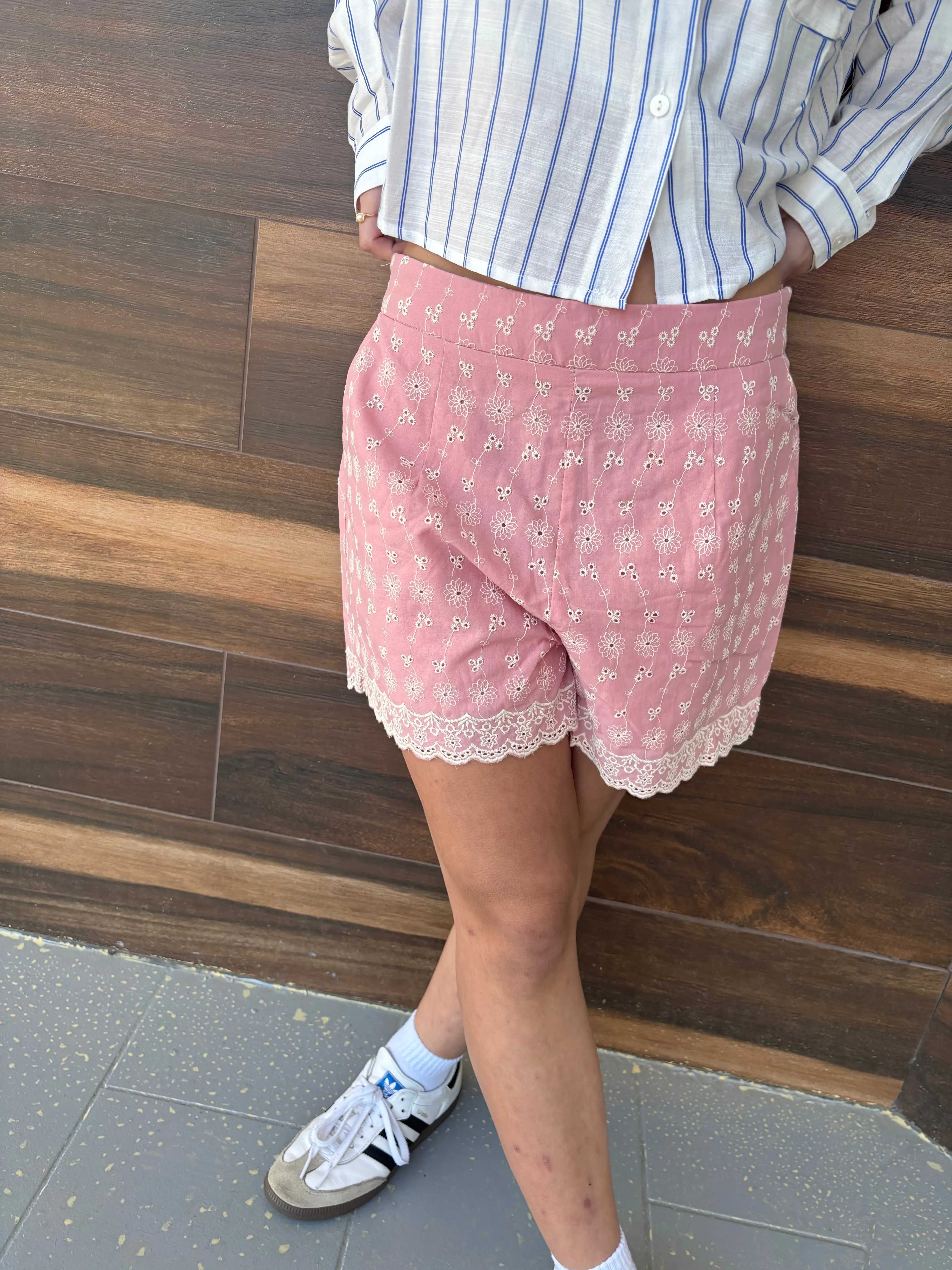 Eyelet High Waisted Shorts