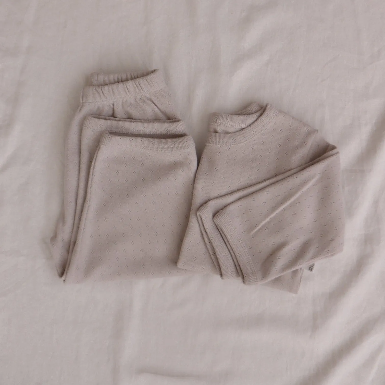 Eyelet PJ Set, Light Beige