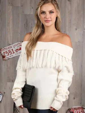 Falling In Fringe Sweater