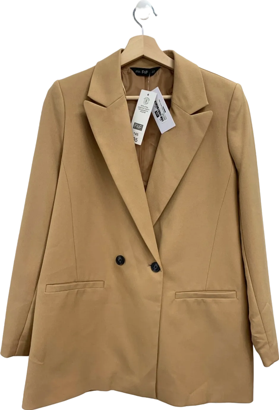 F&F Camel Double Breasted Blazer UK 10