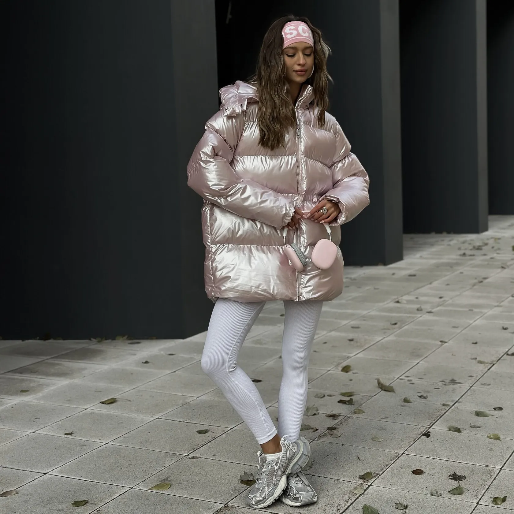 Fashionable Oversized Metallic Satin Puff Jacket for Women